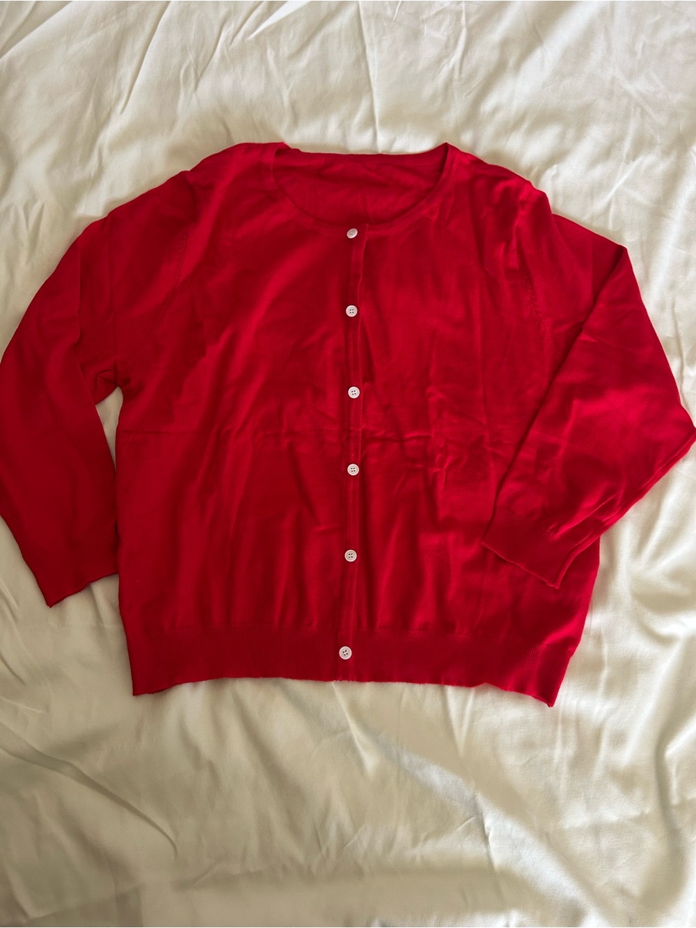 SHEIN Red Button-Front Knit Cardigan